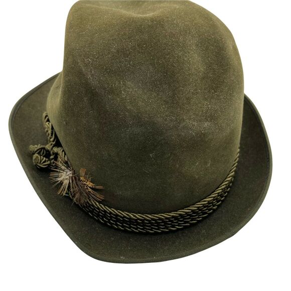 Vintage Mimrof Mens Green Felt Oktoberfest Fitted Classic Tyrolean Hat Size 7 - Picture 2 of 12